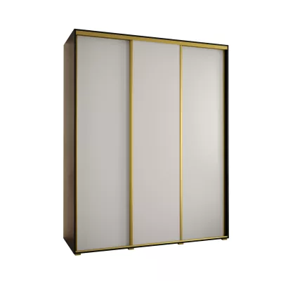 Šatní skříň ASIRI 1 - 200/60 cm, černá / bílá / zlatá