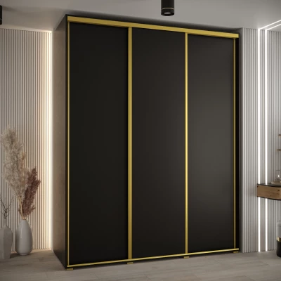 Šatní skříň ASIRI 1 - 200/60 cm, černá / zlatá