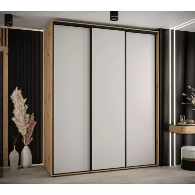 Šatní skříň ASIRI 1 - 200/60 cm, dub artisan / bílá / černá