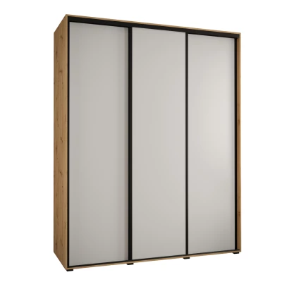 Šatní skříň ASIRI 1 - 200/60 cm, dub artisan / bílá / černá