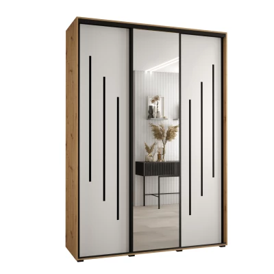 Šatní skříň ASIRI 9 - 170/60 cm, dub artisan / bílá / černá