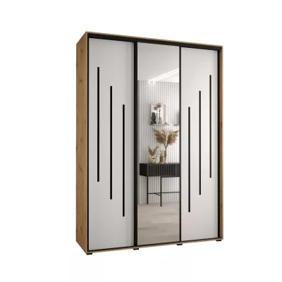 Šatní skříň ASIRI 9 - 170/60 cm, dub artisan / bílá / černá