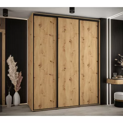 Šatní skříň ASIRI 1 - 200/60 cm, dub artisan / černá