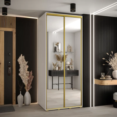 Šatní skříň ASIRI 2 - 100/60 cm, bílá / zlatá