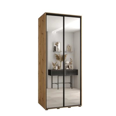 Šatní skříň ASIRI 2 - 100/60 cm, dub artisan / černá