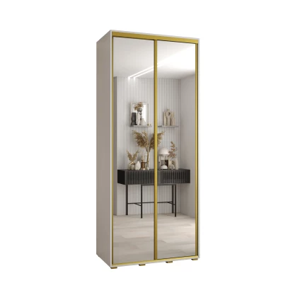 Šatní skříň ASIRI 2 - 100/45 cm, bílá / zlatá