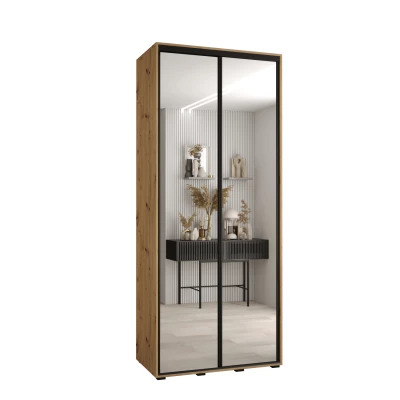 Šatní skříň ASIRI 2 - 100/45 cm, dub artisan / černá