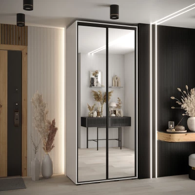 Šatní skříň ASIRI 2 - 110/45 cm, bílá / černá