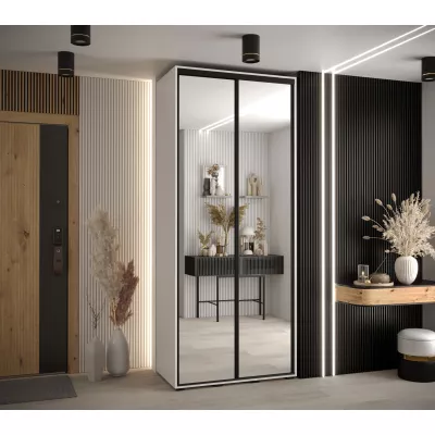 Šatní skříň ASIRI 2 - 110/45 cm, bílá / černá