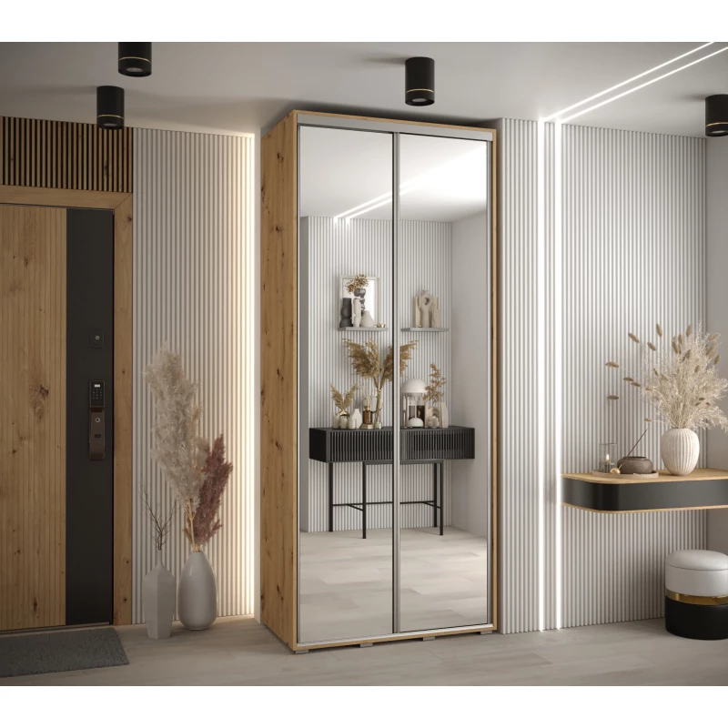 Šatní skříň ASIRI 2 - 110/45 cm, dub artisan / stříbrná