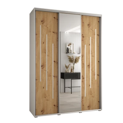 Šatní skříň ASIRI 9 - 170/60 cm, bílá / dub artisan / stříbrná