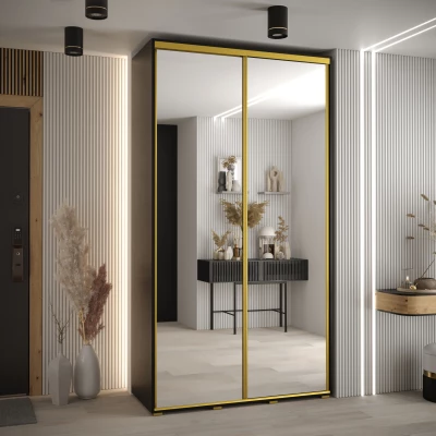 Šatní skříň ASIRI 2 - 130/45 cm, černá / zlatá