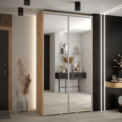 Šatní skříň ASIRI 2 - 130/45 cm, dub artisan / stříbrná