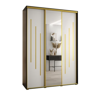 Šatní skříň ASIRI 9 - 170/45 cm, černá / bílá / zlatá