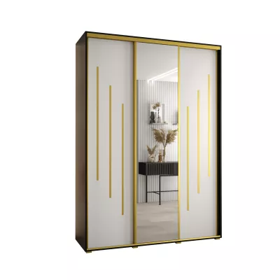 Šatní skříň ASIRI 9 - 170/45 cm, černá / bílá / zlatá