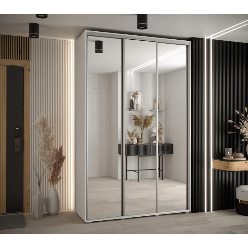 Šatní skříň ASIRI 2 - 150/45 cm, bílá / stříbrná