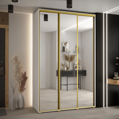 Šatní skříň ASIRI 2 - 150/45 cm, bílá / zlatá