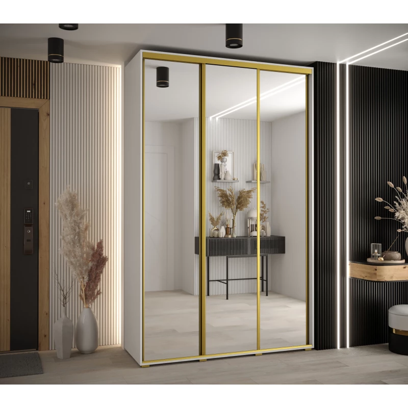 Šatní skříň ASIRI 2 - 150/45 cm, bílá / zlatá