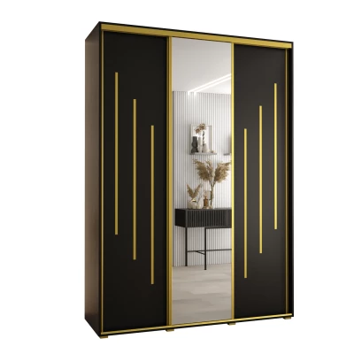 Šatní skříň ASIRI 9 - 180/60 cm, černá / zlatá