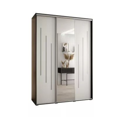 Šatní skříň ASIRI 9 - 180/60 cm, černá / bílá / stříbrná