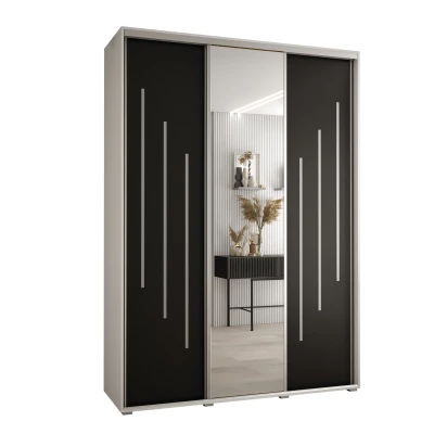 Šatní skříň ASIRI 9 - 180/60 cm, bílá / černá / stříbrná