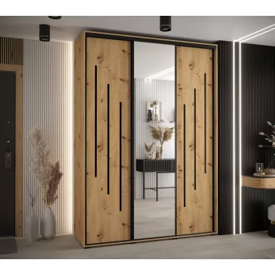 Šatní skříň ASIRI 9 - 180/45 cm, dub artisan / černá