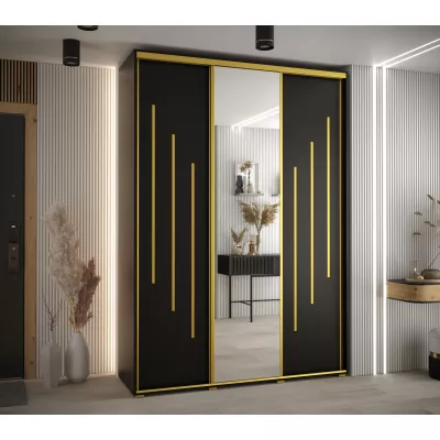 Šatní skříň ASIRI 9 - 180/45 cm, černá / zlatá