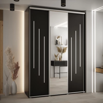 Šatní skříň ASIRI 9 - 180/45 cm, černá / stříbrná