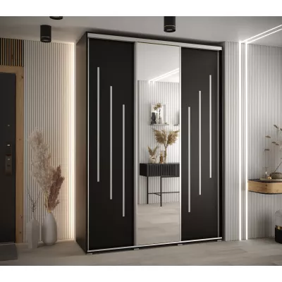 Šatní skříň ASIRI 9 - 180/45 cm, černá / stříbrná