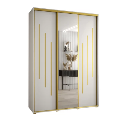 Šatní skříň ASIRI 9 - 180/45 cm, bílá / zlatá