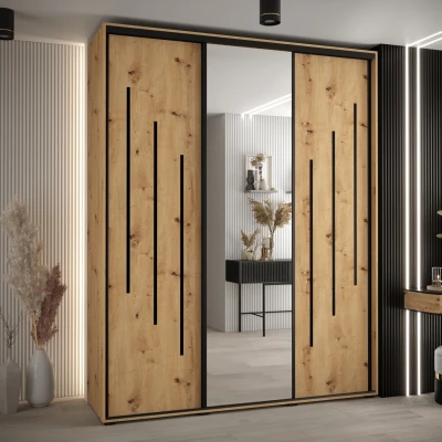 Šatní skříň ASIRI 9 - 190/60 cm, dub artisan / černá