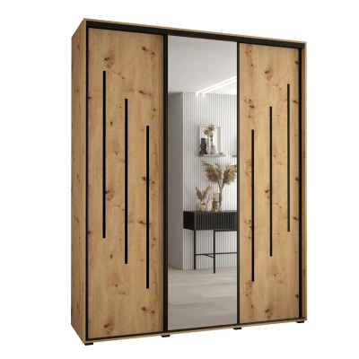 Šatní skříň ASIRI 9 - 190/60 cm, dub artisan / černá