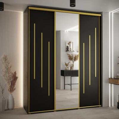 Šatní skříň ASIRI 9 - 190/60 cm, černá / zlatá