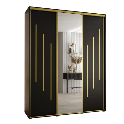 Šatní skříň ASIRI 9 - 190/60 cm, černá / zlatá