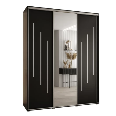 Šatní skříň ASIRI 9 - 190/60 cm, černá / stříbrná