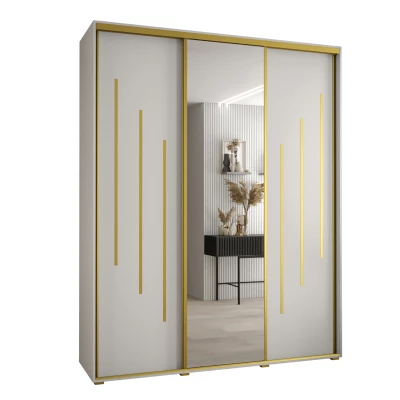 Šatní skříň ASIRI 9 - 190/60 cm, bílá / zlatá