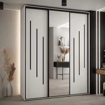 Šatní skříň ASIRI 9 - 190/60 cm, bílá / černá