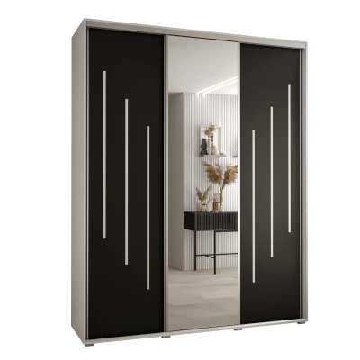 Šatní skříň ASIRI 9 - 190/60 cm, bílá / černá / stříbrná