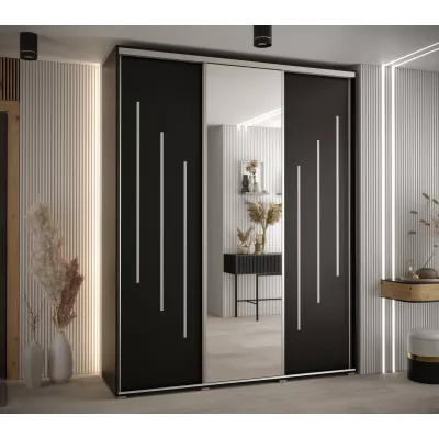 Šatní skříň ASIRI 9 - 190/45 cm, černá / stříbrná