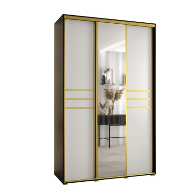 Šatní skříň ASIRI 11 - 150/60 cm, černá / bílá / zlatá