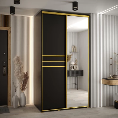 Šatní skříň ASIRI 11 - 140/60 cm, černá / zlatá