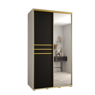 Šatní skříň ASIRI 11 - 140/60 cm, bílá / černá / zlatá