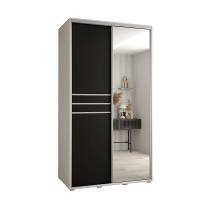 Šatní skříň ASIRI 11 - 140/60 cm, bílá / černá / stříbrná