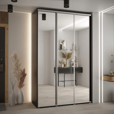 Šatní skříň ASIRI 2 - 160/45 cm, černá / stříbrná