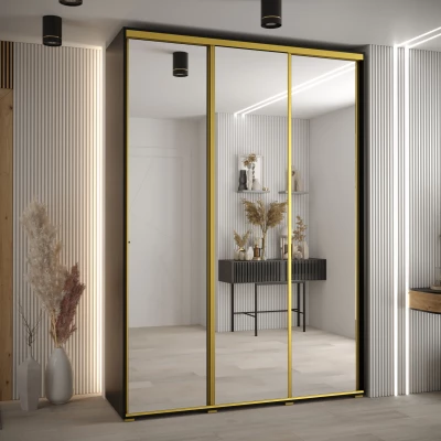 Šatní skříň ASIRI 2 - 170/45 cm, černá / zlatá