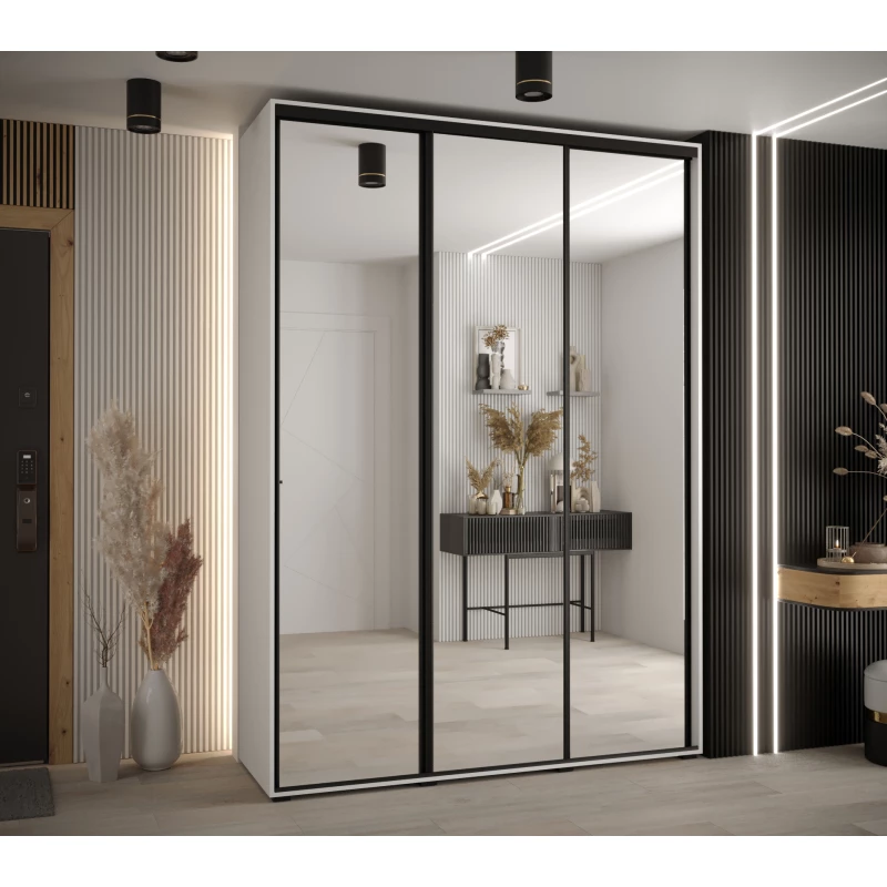 Šatní skříň ASIRI 2 - 170/45 cm, bílá / černá