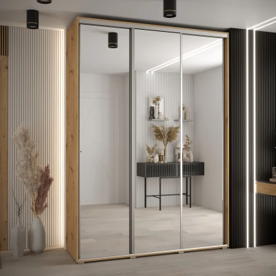 Šatní skříň ASIRI 2 - 180/45 cm, dub artisan / stříbrná