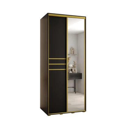 Šatní skříň ASIRI 11 - 120/60 cm, černá / zlatá