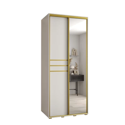 Šatní skříň ASIRI 11 - 120/60 cm, bílá / zlatá