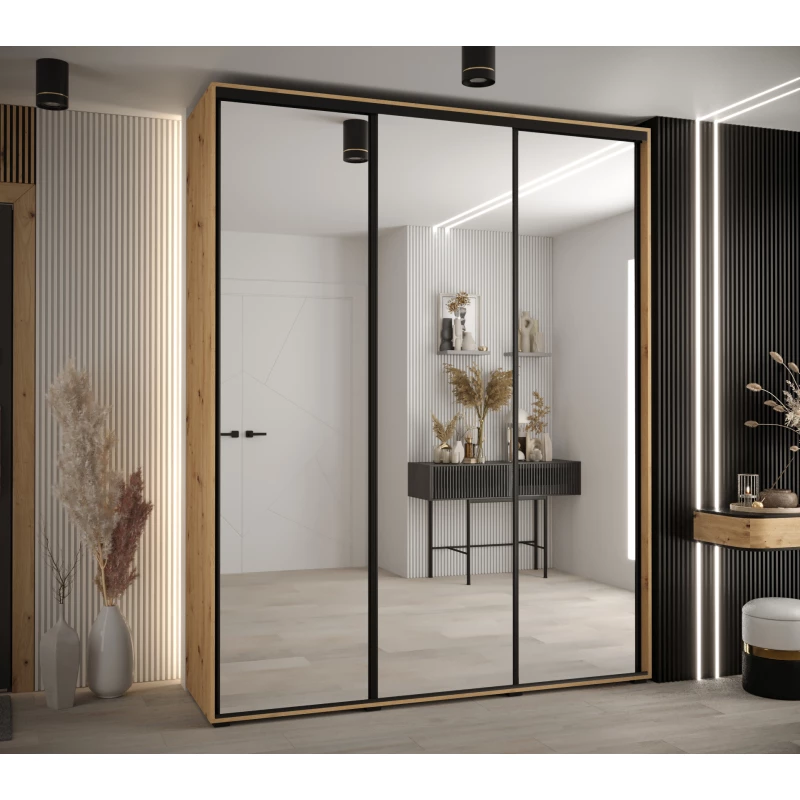 Šatní skříň ASIRI 2 - 190/45 cm, dub artisan / černá